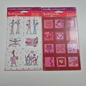 New Vintage American Greetings Valentines Day Stickers Two Sealed Packs 8-Sheets